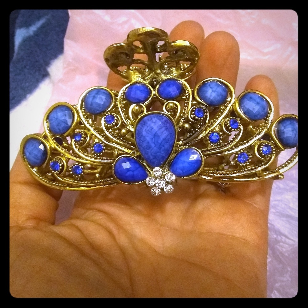 Amazing large beaded hair comb clip